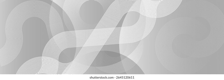 White abstract background with circle lines. Geometric stripe line art design. Linear pattern. Modern futuristic graphic
