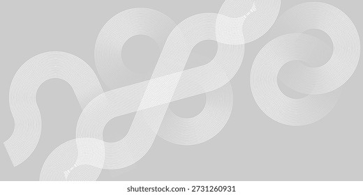 Branco com plano de fundo abstrato com linhas circulares. Projeto de arte de linha de faixa geométrica. Padrão linear. Gráfico futurista moderno. Terno para capa, apresentação, site, corporativo, brochura, banner, design