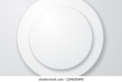 White abstract background. Circle multi layer shape in center composition.   