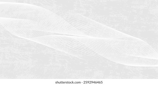 White abstract background with white circle rings in faded distressed vintage grunge texture design, old geometric pattern paper in modern art design