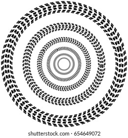 White abstract background with circle tire tracks