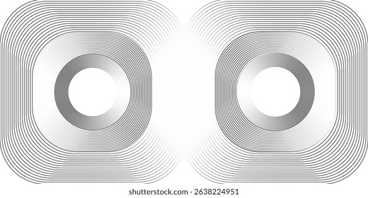 White abstract background with circles. Rotating circular lines pattern. Geometric spiral. Rotating elements. Modern graphic design. Futuristic technology concept.
