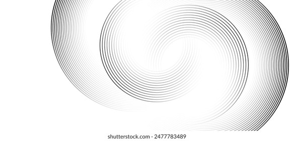 White abstract background with circular lines, technology futuristic template. Vector illustration