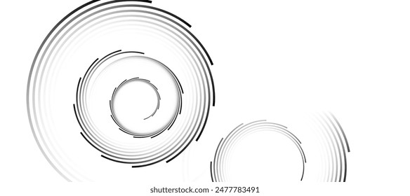 White abstract background with circular lines, technology futuristic template. Vector illustration