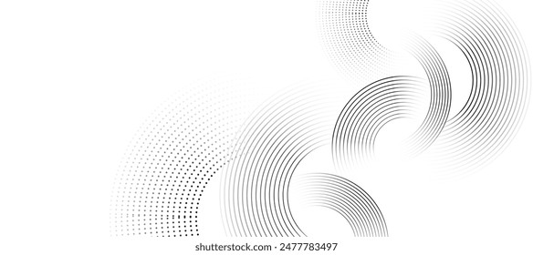 White abstract background with circular lines, technology futuristic template. Vector illustration