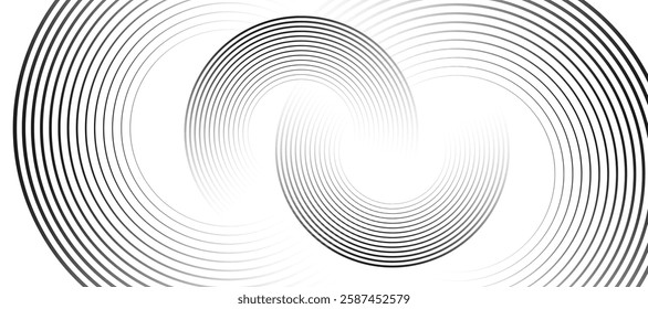 White abstract background with circular lines, technology futuristic template