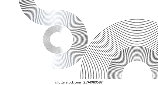 White abstract background with circular lines, technology futuristic template. Vector illustration
