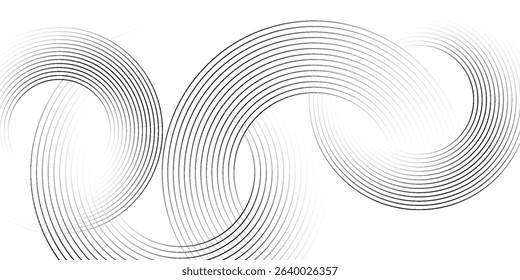 White abstract background with circular lines, technology futuristic template. Vector illustration