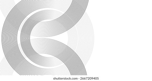 White abstract background with circular lines, technology futuristic template. Vector illustration