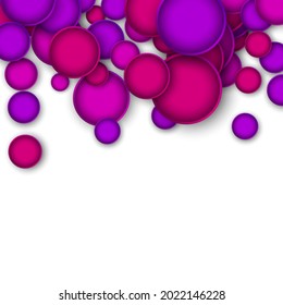 White abstract background with colored falling circles design