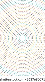 White abstract background with colorful circle dotted lines radial. technology hi-tech futuristic template. Vector illustration.