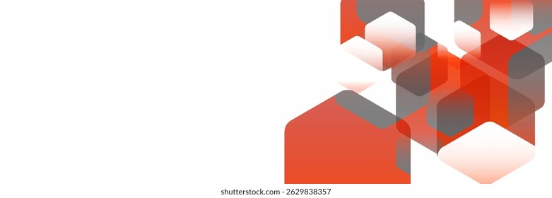 White abstract background with colorful hexagon shape. Minimal geometric. Modern graphic design. Suit for cover, header, banner, brochure, presentation, flyer, website
