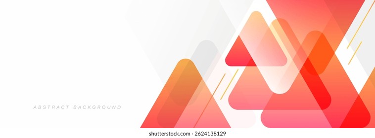 White abstract background with colorful triangle shape. Minimal geometric. Modern graphic design. Suit for cover, header, banner, brochure, presentation, flyer, website