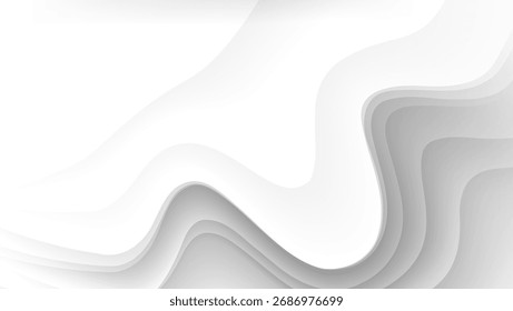 Fondo Abstractas blanco con líneas grises, blancas y doradas curvas, adecuado para proyectos de diseño moderno, arte digital y presentaciones de tecnología.