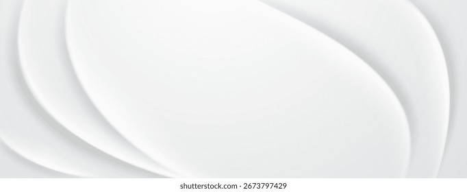 Fondo abstracto blanco con Formas curvas, en capas y suaves, creando una sensación de profundidad y fluidez.