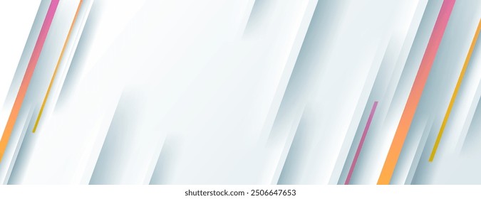 Fondo abstracto blanco con rayas de degradado rosa amarillo diagonal
