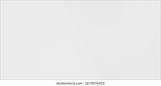Fundo abstrato branco com pontos de círculo digital em um espaço brilhante moderno.