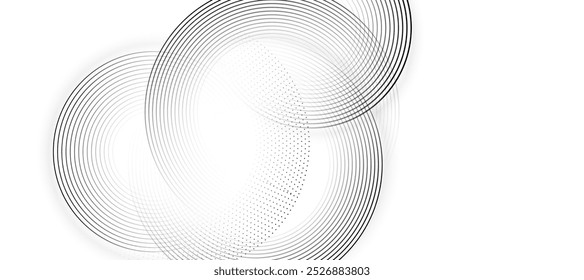 White abstract background with dynamic circle lines. Vector.