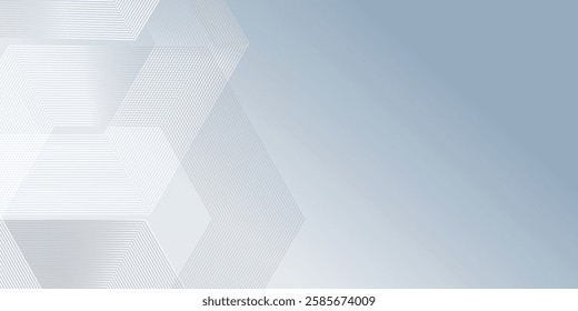 White abstract background with dynamic wavy hexagon texture. simple smooth vector