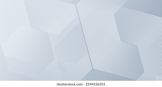 White abstract background with dynamic wavy hexagon texture modern hexagon