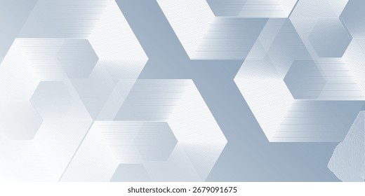 White abstract background with dynamic wavy hexagon texture design abstract simple art