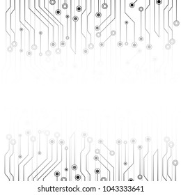 White abstract background with electronics circuit board. Grey abstract. Futuristic Technology and texture concept. Communication line system theme.
