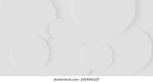 Fondo abstracto blanco con diseño de círculo 3D en relieve. Colección de fondo geométrica simple y elegante. Vector VOL. 8