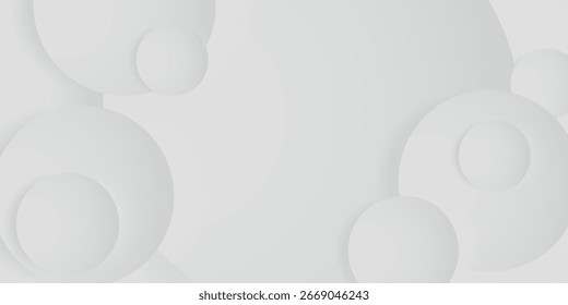 Fundo abstrato branco com design de círculo 3D em relevo. Coleção de fundo geométrico simples e elegante. VOL. Vetorial 9