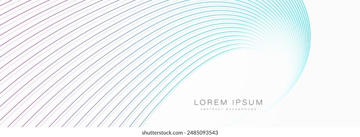 Fondo abstracto blanco con líneas de curva que fluyen. Patrón de líneas curvas con degradado azul y rosa mínimo. Elemento de diseño moderno. Concepto futurista. Ilustración vectorial