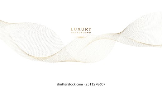 White Abstract Background with Flowing Gold Particles in Modern Technology Concept. Abstract Design Element.