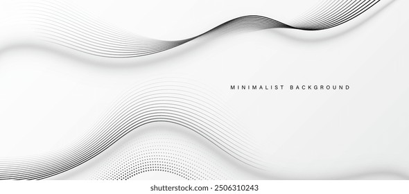 Weißer abstrakter Hintergrund mit fließenden Linien. Vektorgrafik.