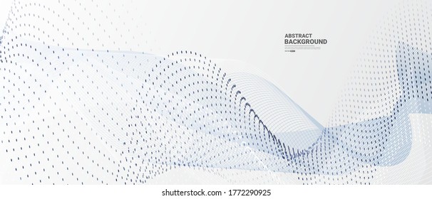 White abstract background with flowing particles. Digital future technology concept. vector illustration.