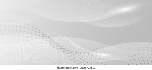 White abstract background with flowing particles. Digital future technology concept. vector illustration.