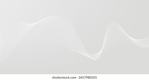 Weißer abstrakter Hintergrund mit fließenden Partikeln. Weiß und grau Digital futuristische Technologie Konzept Hintergrund. Dynamische Wellen für Unternehmen, Unternehmen, Poster, Vorlage, Illustration