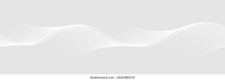 White abstract background with flowing particles. White and gray Digital futuristic technology concept background. Dynamic waves use for business, corporate, poster, template, illustration