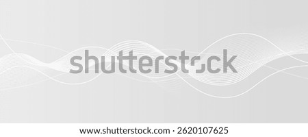 White abstract background with flowing particles. White and gray Digital futuristic technology concept background. Dynamic waves use for business, corporate, poster, template, illustration