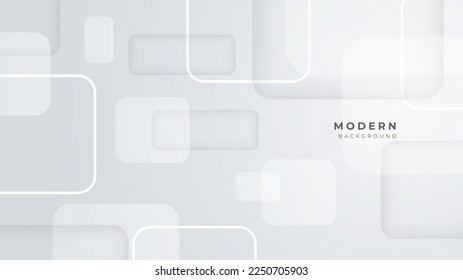 White abstract background with geometric shapes decoration element. Vector illustration for presentation design, game background, tech banner, social media cover and much more