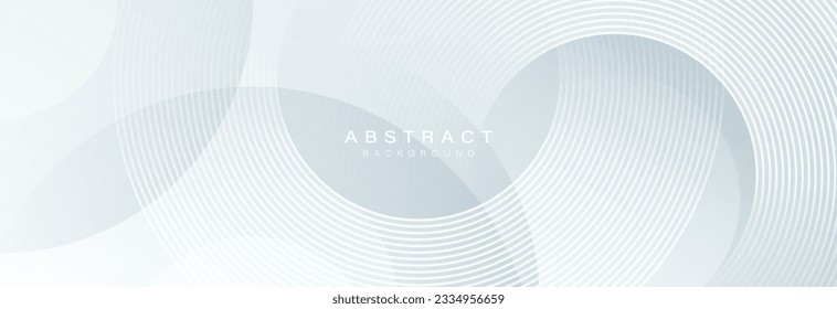 White abstract background with geometric shapes. Modern circle lines pattern. Minimal geometric design. Futuristic concept. Suit for cover, poster, banner, brochure, header, presentation, web, flyer