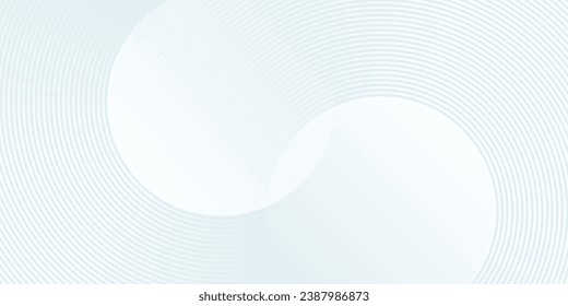 Fondo abstracto blanco con formas geométricas. Patrón de líneas de círculo modernas. Diseño geométrico mínimo. Concepto de tecnología futurista. Plantilla de banner horizontal