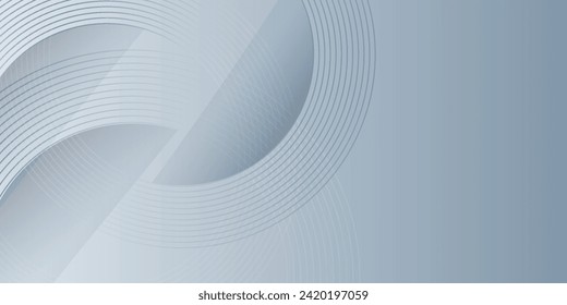 White abstract background with geometric shapes. Modern circle lines pattern. Minimal geometric design. Futuristic technology concept. 