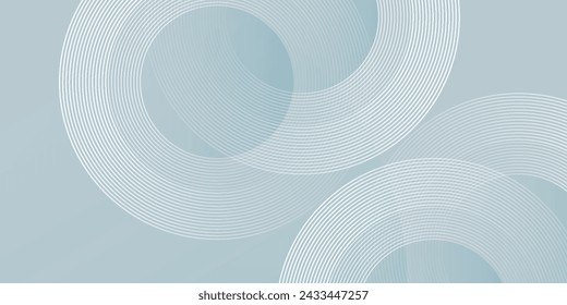 White abstract background with geometric shapes. Modern circle lines pattern. Minimal geometric design.