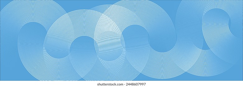 White abstract background with geometric shapes. Modern circle lines pattern. Minimal geometric design. Futuristic technology concept. Horizontal banner template. Vector