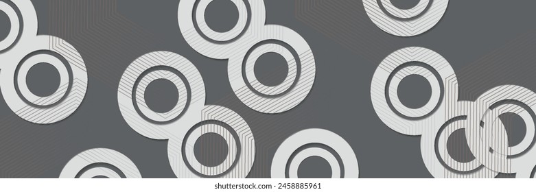 White abstract background with geometric shapes and light shadows. Neumorphic circle design element. Modern futuristic concept. for posters, covers, banners, websites, flyers. vector