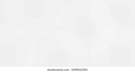 White abstract background with geometric shapes. Modern circle lines pattern. Minimal geometric design. Futuristic concept.