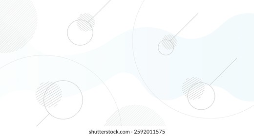White abstract background with geometric shapes. Modern circle lines pattern. Minimal geometric design. Futuristic technology concept. Horizontal banner template. eps10