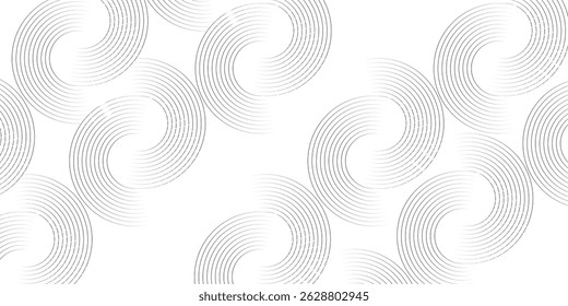 White abstract background with geometric shapes. Modern circle lines pattern. Minimal geometric design. Futuristic concept. Suit for cover, poster, banner, brochure, header, presentation