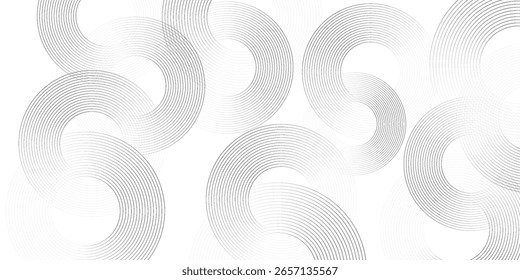 White abstract background with geometric shapes. Modern circle lines pattern. Minimal geometric design. Futuristic concept. 
