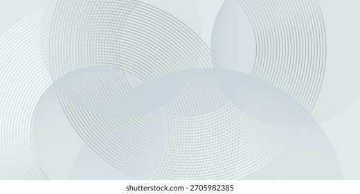 Fondo abstracto blanco con Formas geométricas. Patrón moderno de líneas circulares. Diseño geométrico mínimo. Concepto futurista. Traje para la cubierta, cartel, Anuncio, folleto, cabecera, presentación, Web, volante
