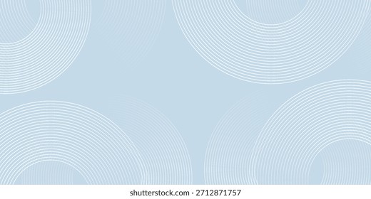 White abstract background with geometric shapes. Modern circle lines pattern. Minimal geometric design. Futuristic technology concept. Horizontal banner template. Vector