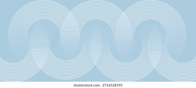 Fundo abstrato branco com formas geométricas. Moderno padrão de linhas de círculo. Design geométrico mínimo. Conceito de tecnologia futurista. Modelo de banner horizontal. Vetor